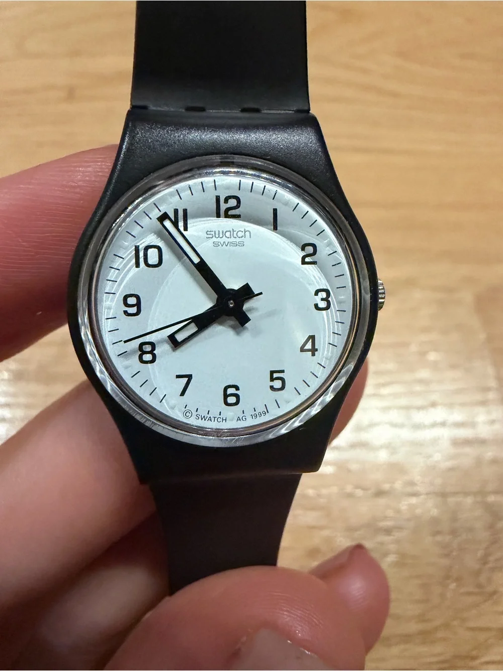 Swatch Something New Black and White Minimalist Analog Watch water resistant